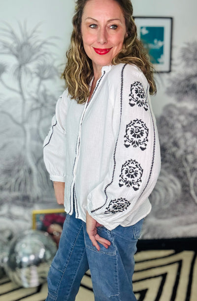 Edie Embroidered Cheesecloth Shirt