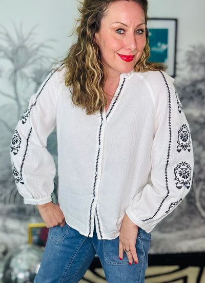 Edie Embroidered Cheesecloth Shirt