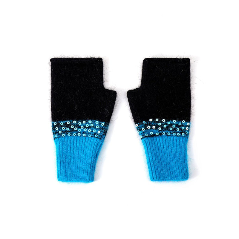 Two Tone Sequin Fingerless Gloves