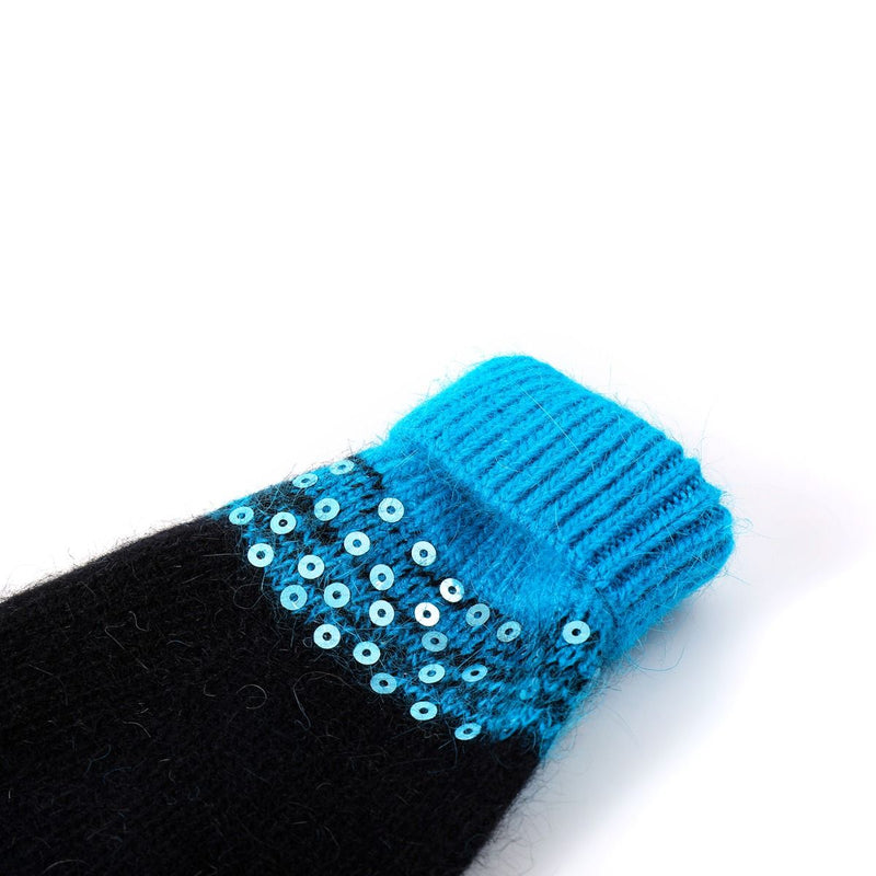 Two Tone Sequin Fingerless Gloves