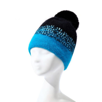 Two Tone Sequin Bobble Hat