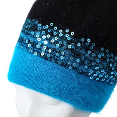 Two Tone Sequin Bobble Hat