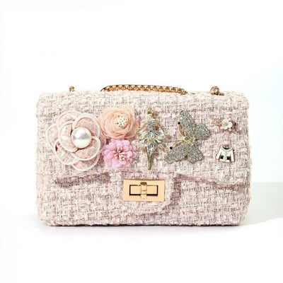 Charm Encrusted Tweed Handbag