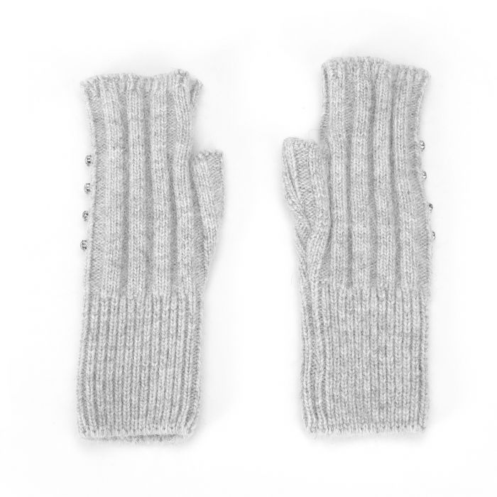 Diamante Ribbed Fingerless Gloves