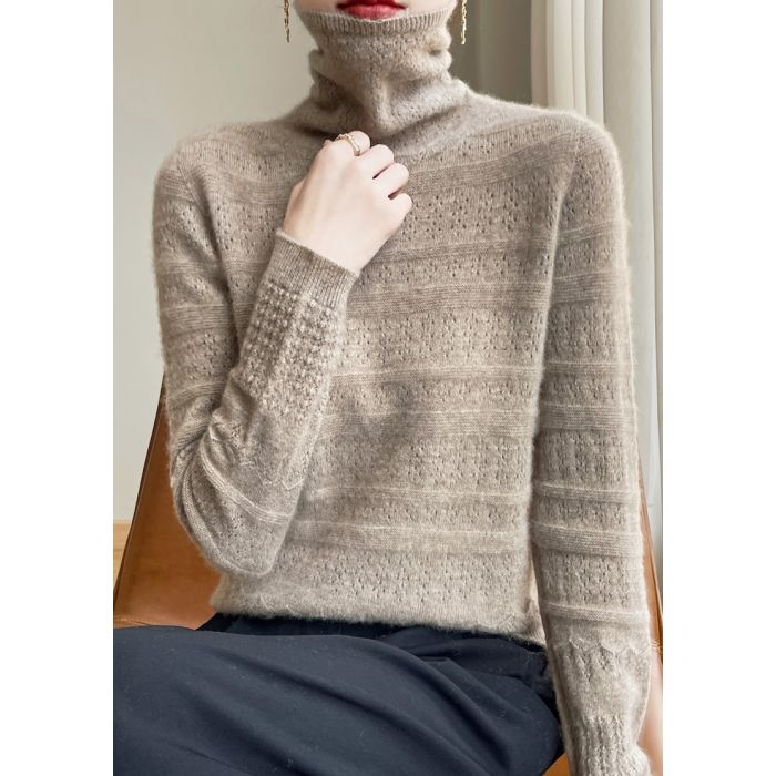 Cate Cashmere Horizontal Stripe Roll Neck Jumper