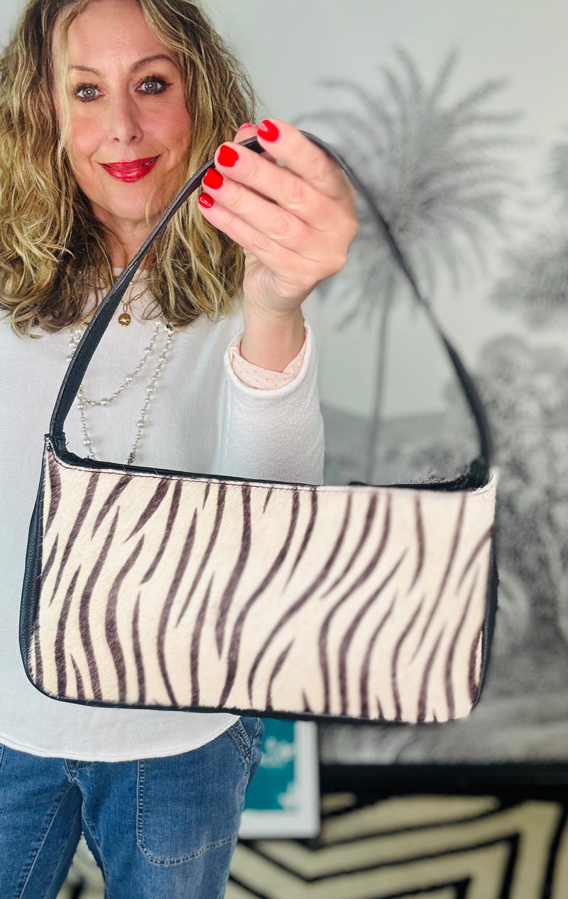 Malia Zebra Baguette Bag