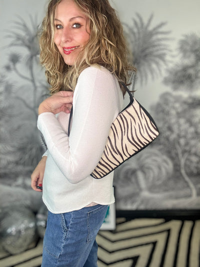 Malia Zebra Baguette Bag