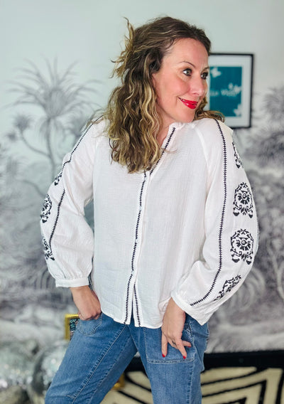 Edie Embroidered Cheesecloth Shirt