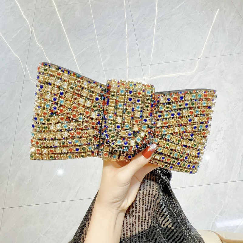 Crystal Encrusted Bow Clutch Bag