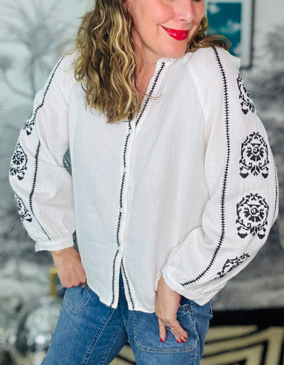 Edie Embroidered Cheesecloth Shirt