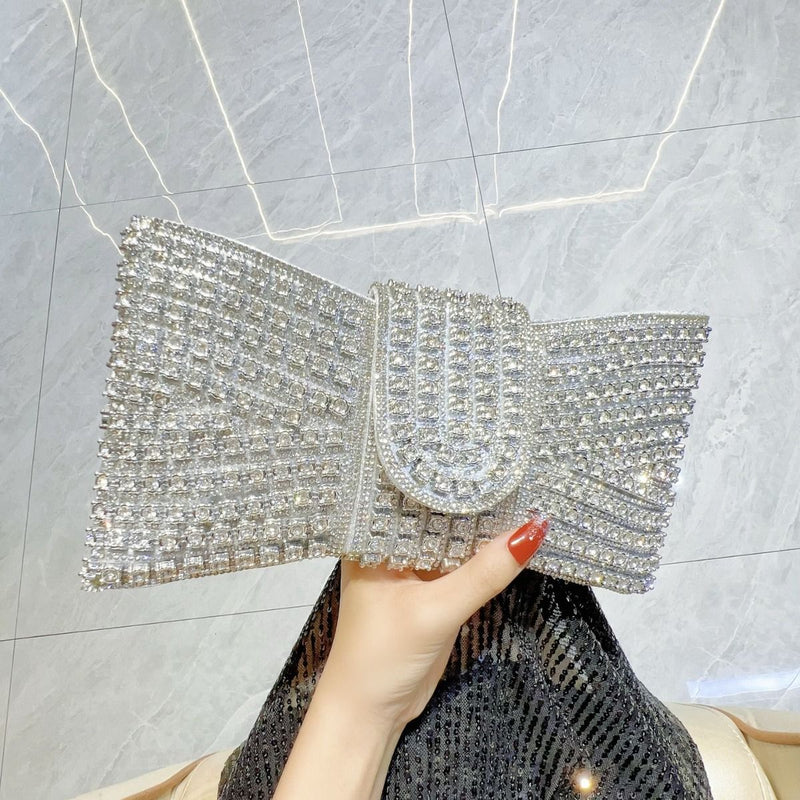 Crystal Encrusted Bow Clutch Bag