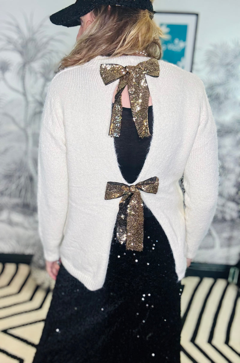 Felicity Sequin Bow Back Jumper