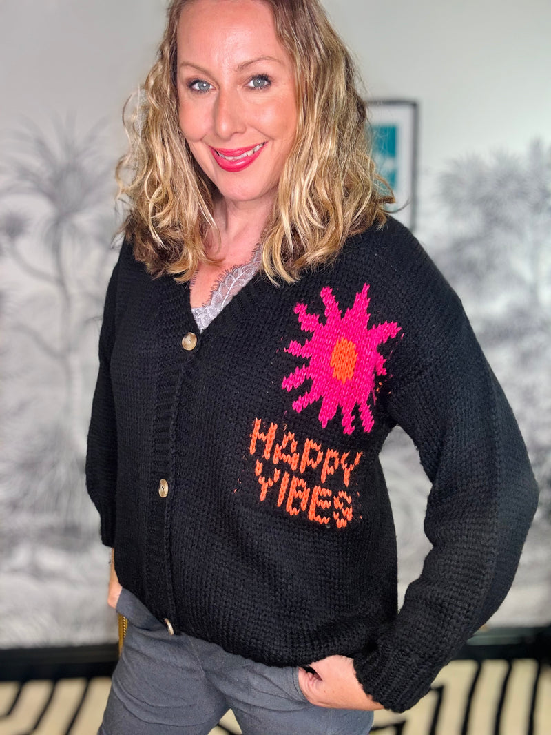 Harriet Happy Vibes Cardigan