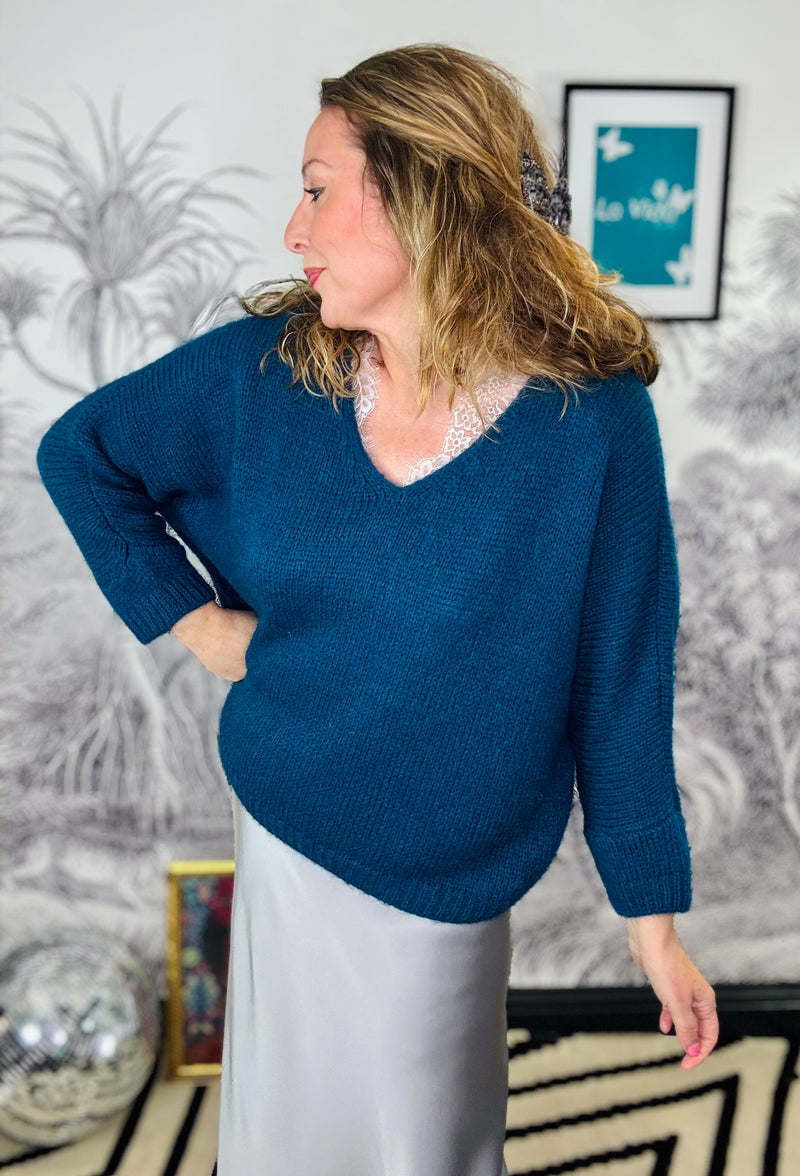 Ellis Oversized Mohair Mix V-Neck Jumper