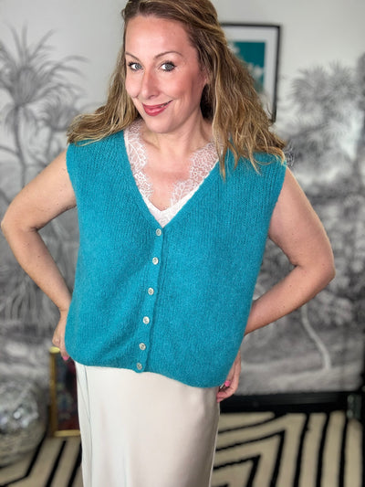 Bethany Sleeveless Mohair Mix Cardigan