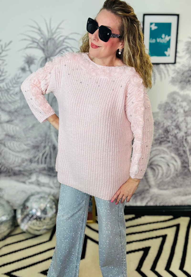 Nadia Pearl & Floral Applique Jumper