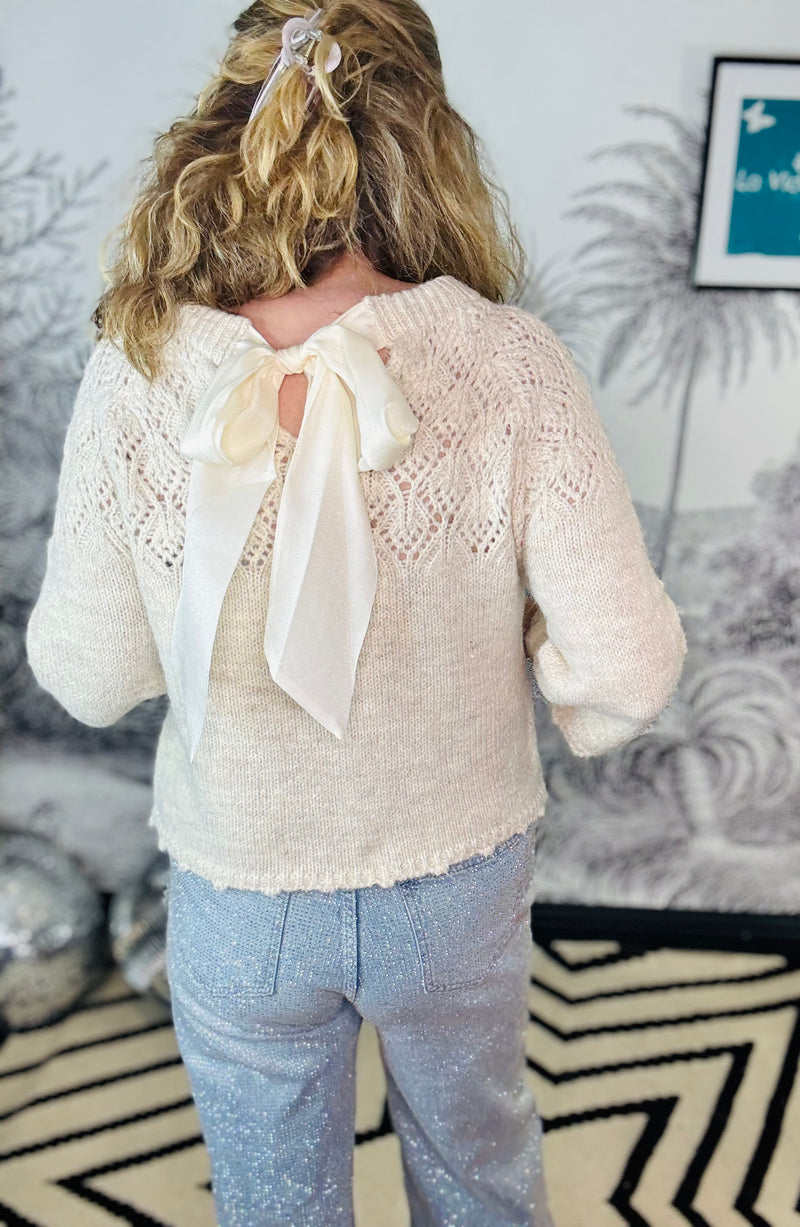 Belinda Knitted Sweater with Bow Back