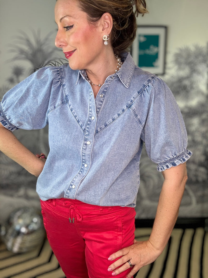 Victoria Short Sleeve Denim Shirt