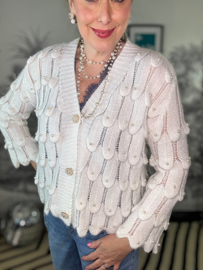 Edie Mermaid Scallop & Pearl Cardigan