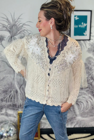 Eloise Embellished & Tulle Statement Cardigan