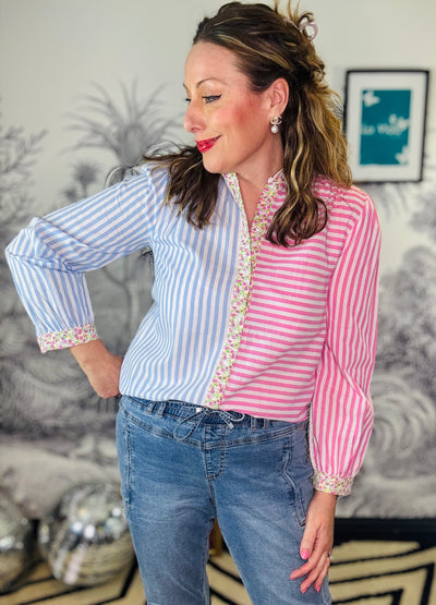 Romy Candy Stripe Floral Mix Shirt