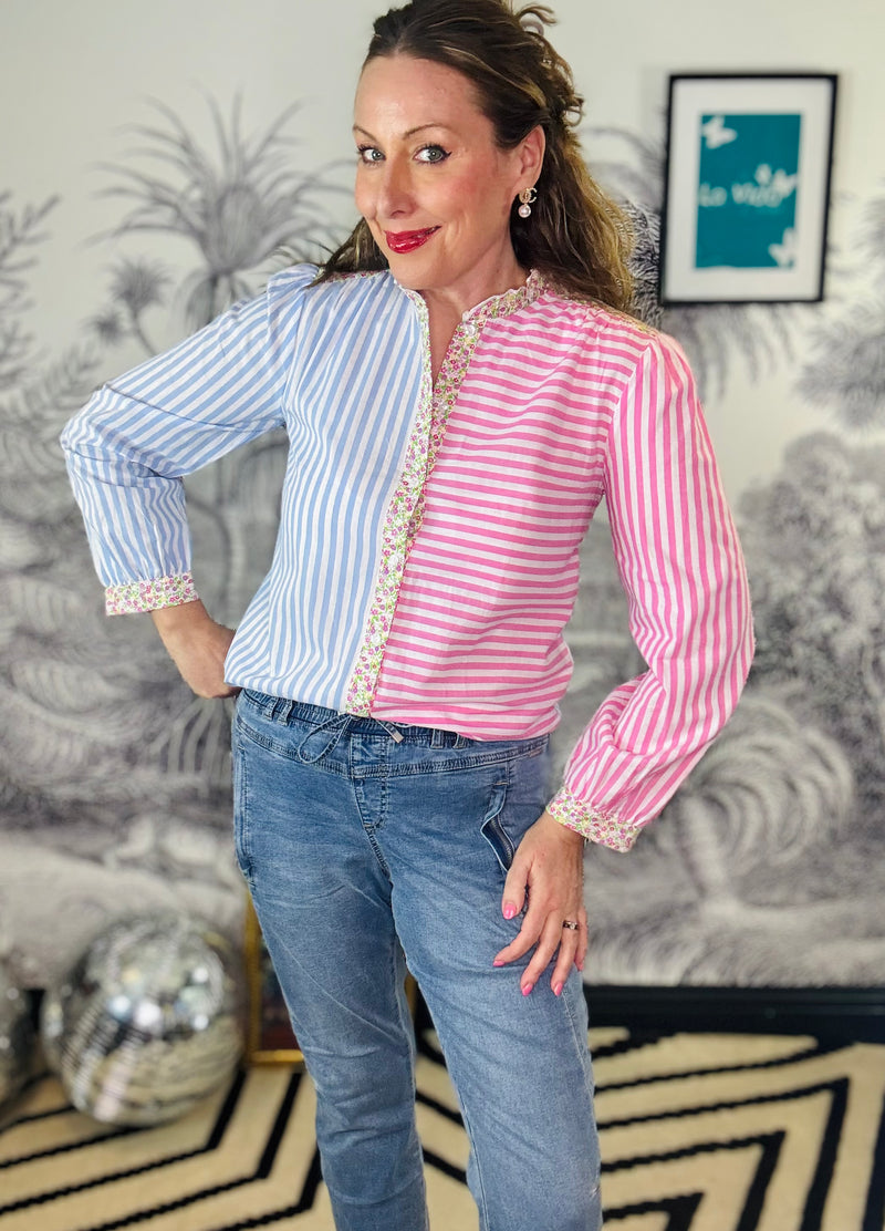 Romy Candy Stripe Floral Mix Shirt