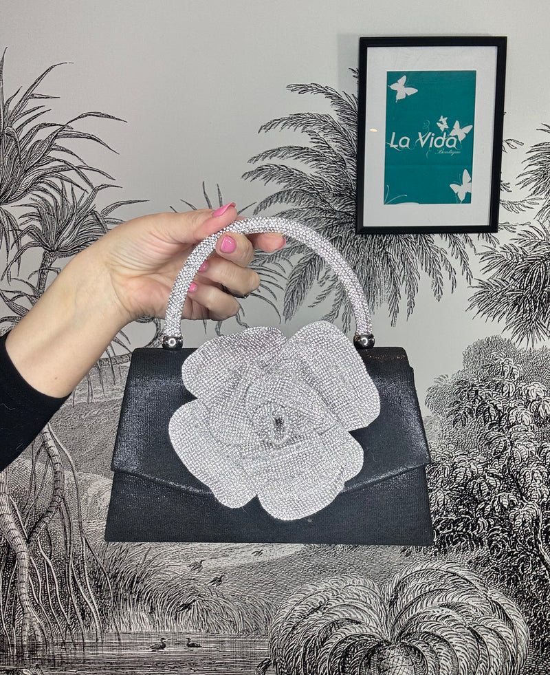 Rhinestone Rose Evening Bag