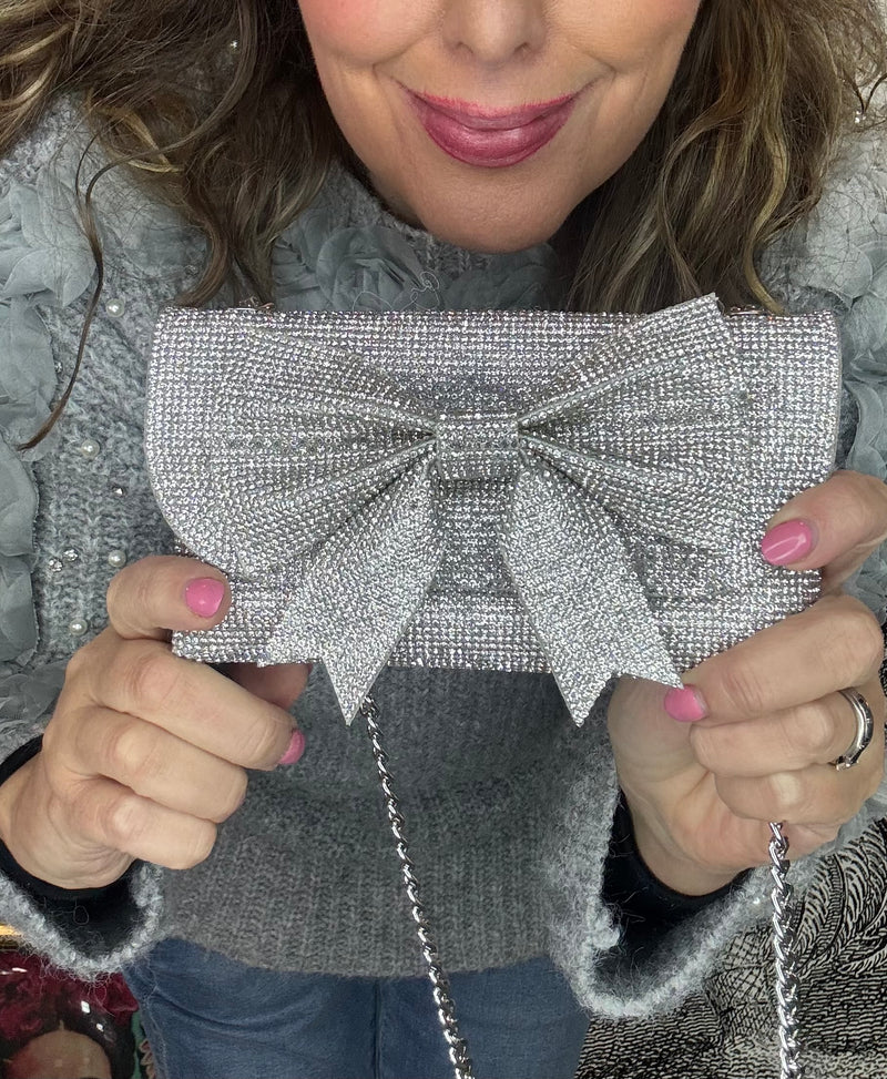 Sparkling Bow Rhinestone Clutch Bag