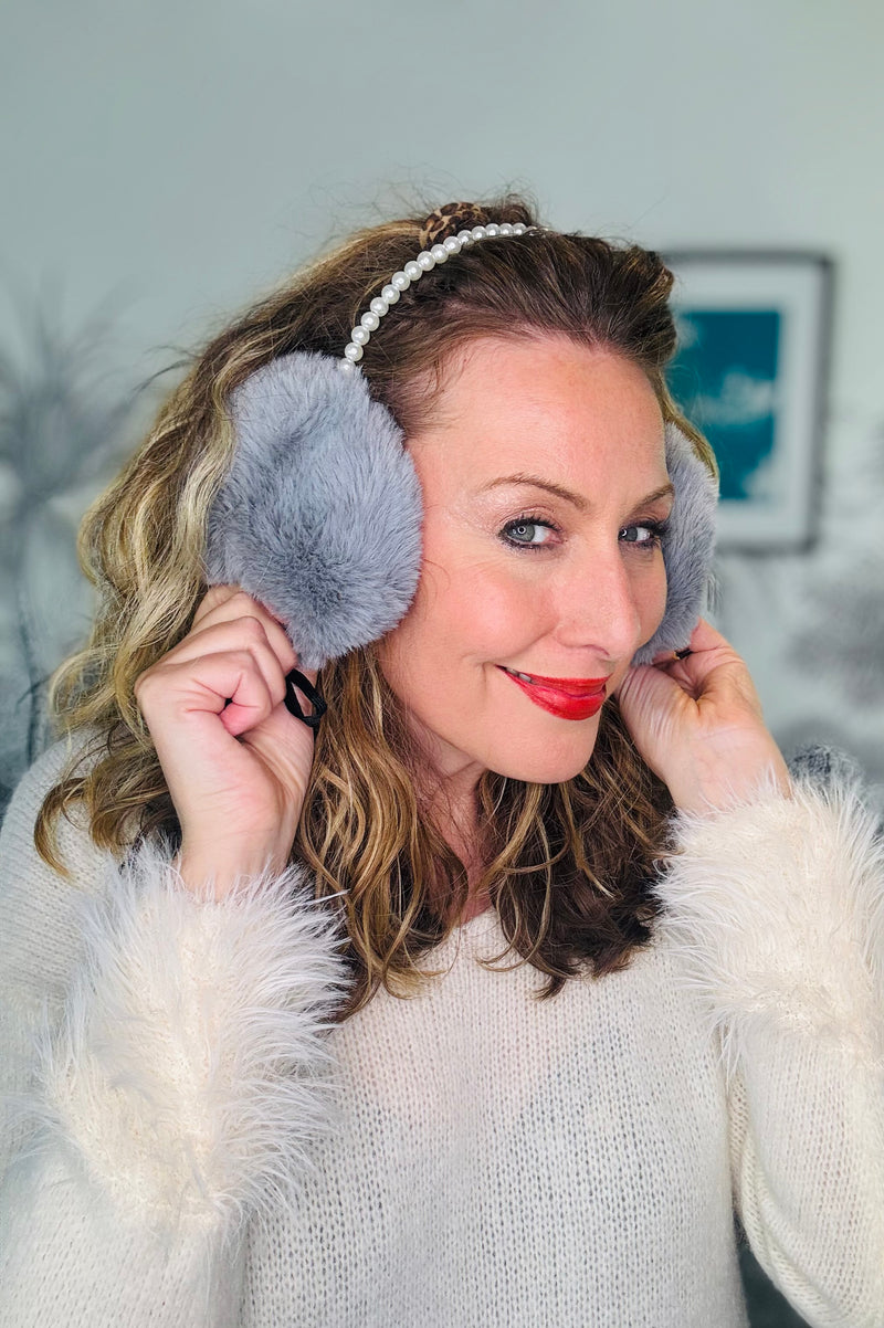 Luxury Faux Fur Earmuffs with Pearl Detail