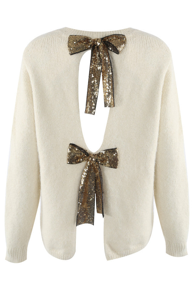 Felicity Sequin Bow Back Jumper