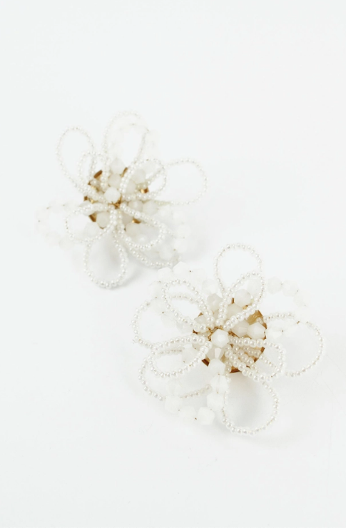 Large Beaded Flower Stud Earrings