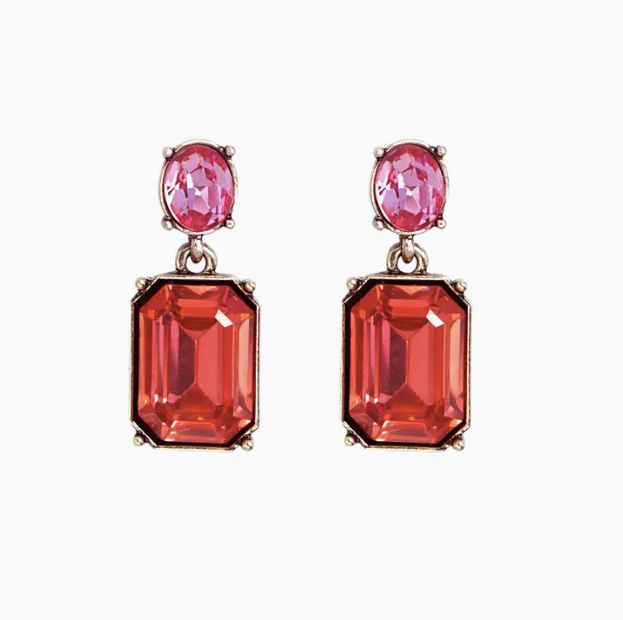 Oval Twin Gem Earrings