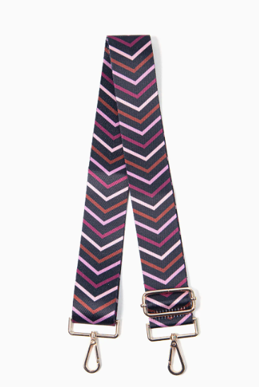 Black Pink Chevron Print Wide Bag Strap