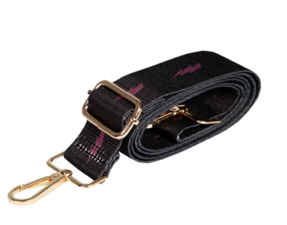 Black Purple Bag Strap With Lightning Bolt Print