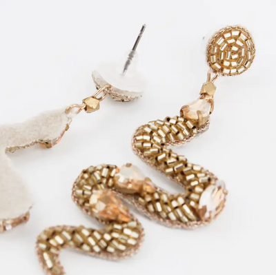 Beaded Snake Statement Earrings