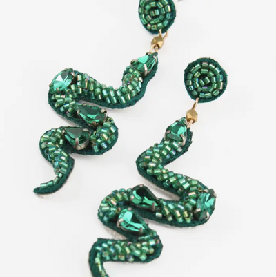 Beaded Snake Statement Earrings