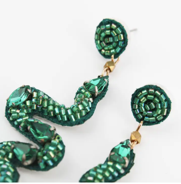 Beaded Snake Statement Earrings