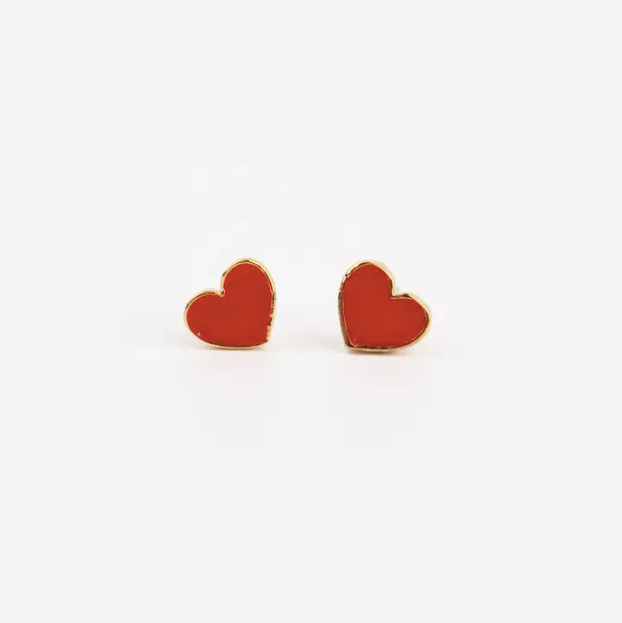 Mini Enamel Heart Stud Earrings