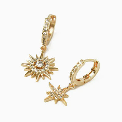 Sun & Star Crystal Hoop Earrings