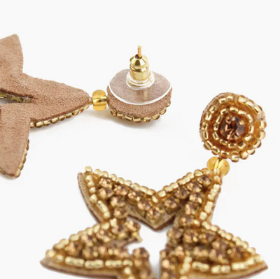 Beaded Star Drop Statement Earrings