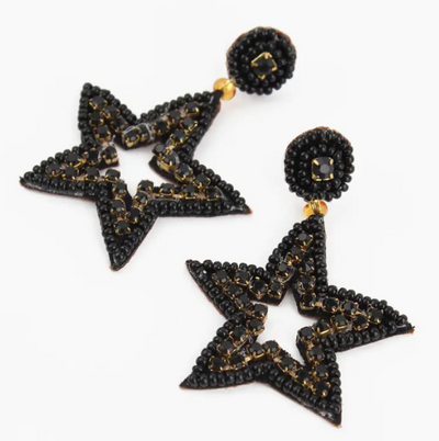 Beaded Star Drop Statement Earrings