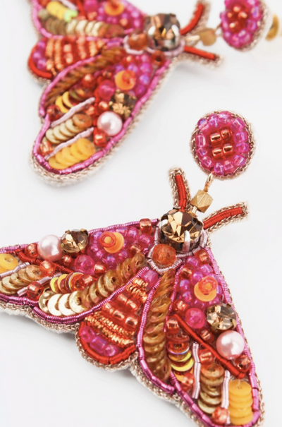 Beaded Moth Earrings