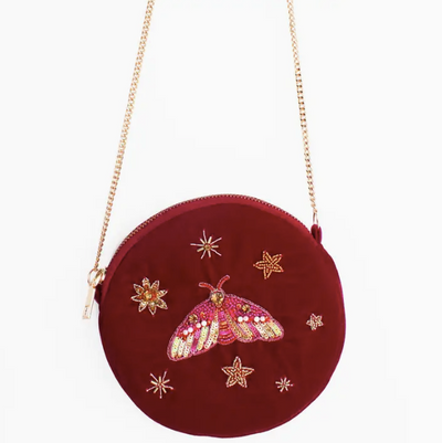 Embellished Moth Mini Round Bag