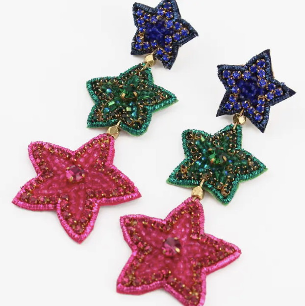 Triple Rainbow Star Earrings