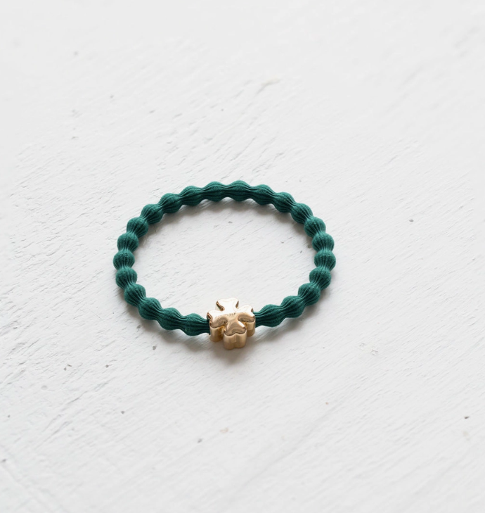 Wave Hair Tie with Gold Clover Charm