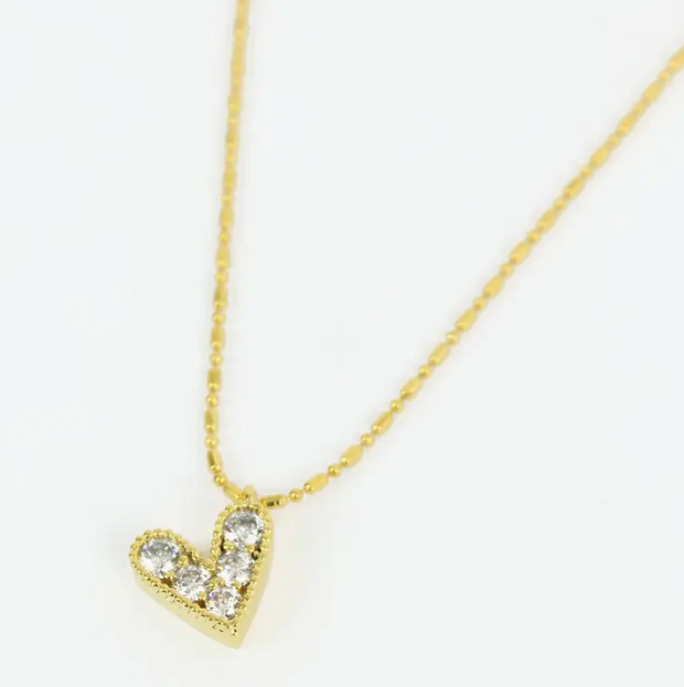 White Gemstone Heart Necklace