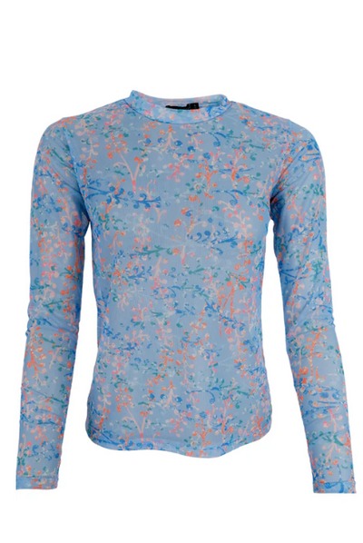 Florence Mesh Top in Blue Flower