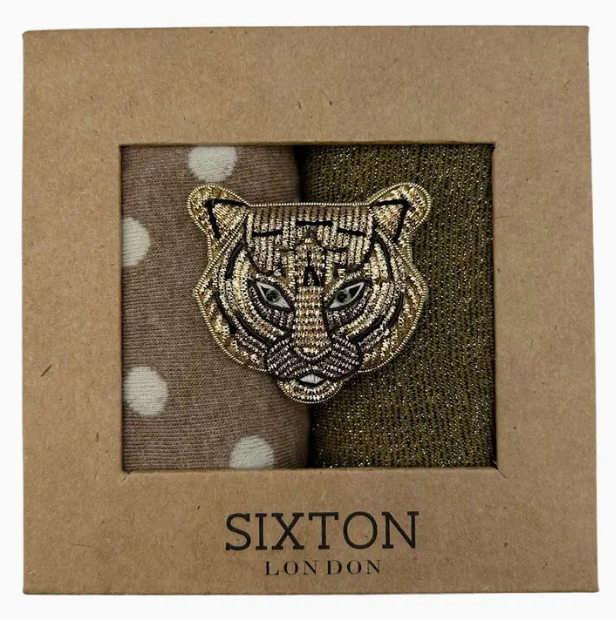 Porto & Tokyo Sock Box with Tiger Brooch