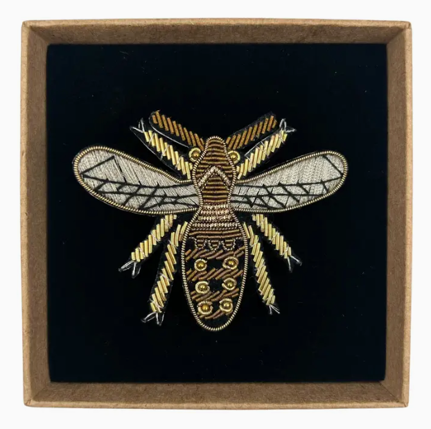 Metallic Embroidered Insect Brooch