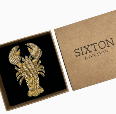 Golden Lobster Embroidered Brooch